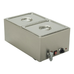 Bain-marie électrique Professionnel Hakka - 2 Bacs GN1/2, Température Réglable 30-85°C, Avec Robinet